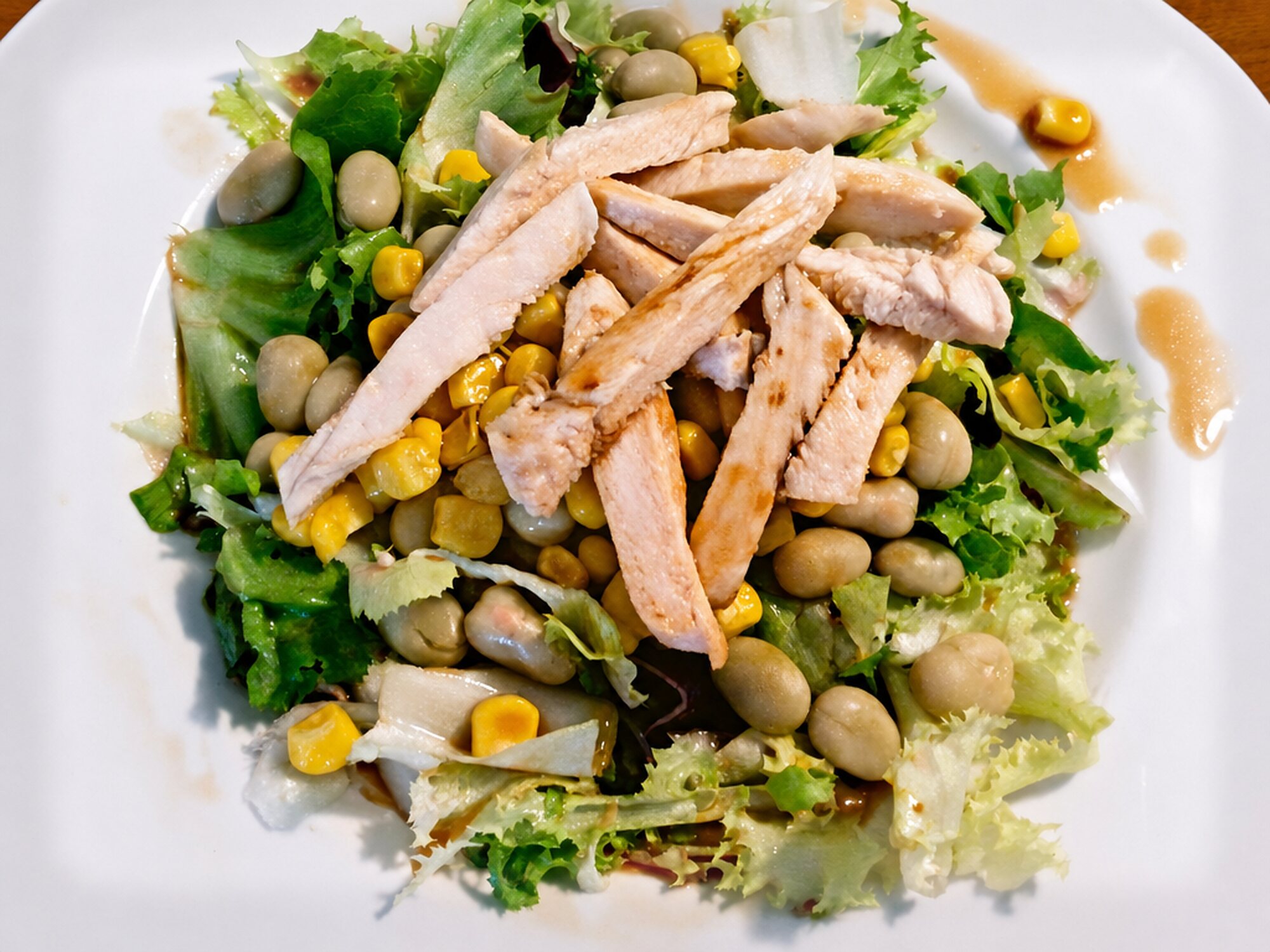 Ensalada de Habitas y Pollo con Vinagreta de Soja
