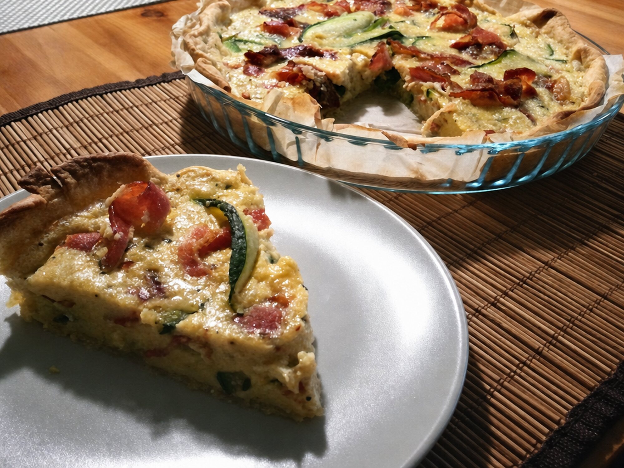 Quiche de Calabacín, Beicon y Jamón